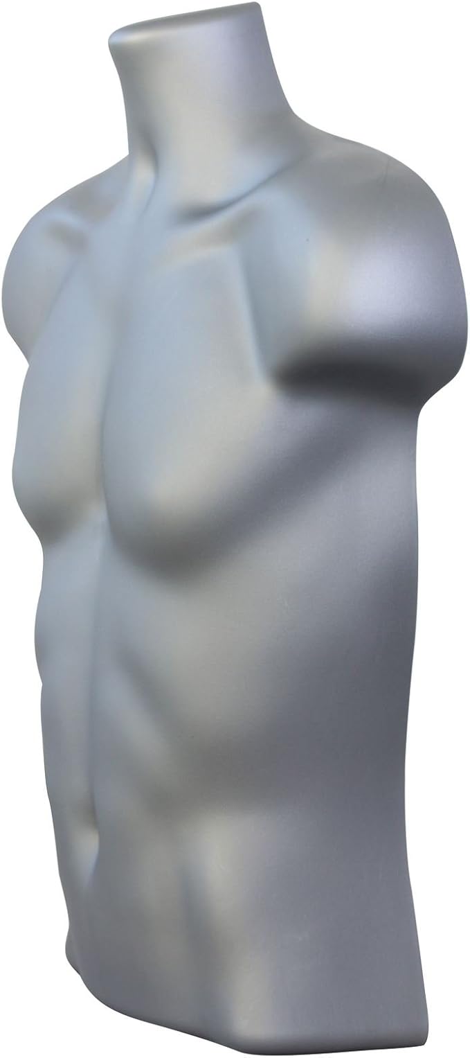 Body Form 3/4 Male Student Mannequin Torso Retail Display Bust Silver