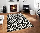 Contemporary Rugs For Living Room Modern Rugs 5x7 Black and White Moroccan Trellis Area Rug Carpet, 5 x 7-Feet, Black