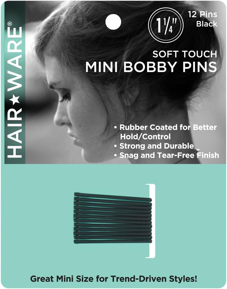 HAIR WARE Rubberized Mini Bobby Pins Black HW062