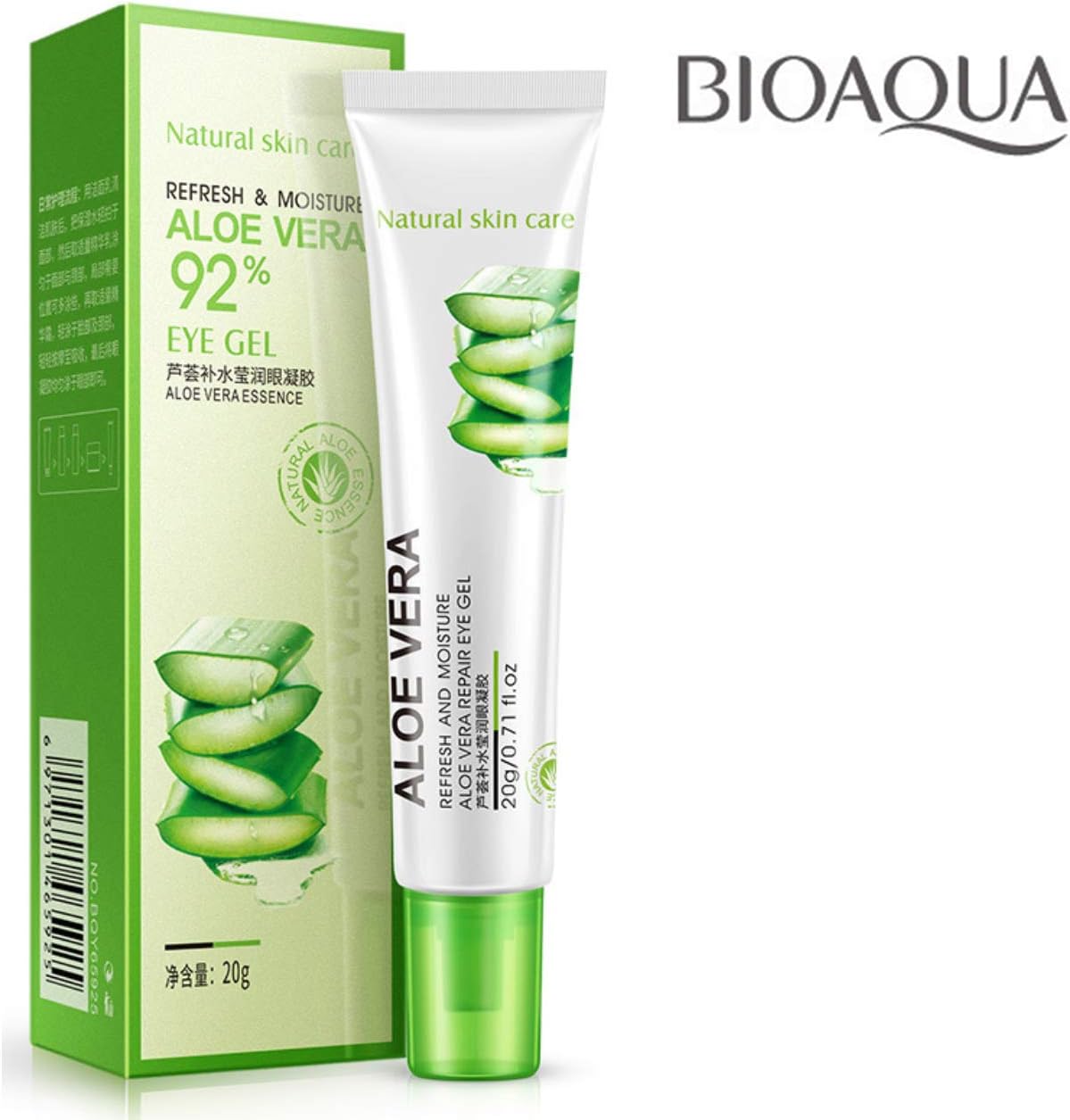 BIOAQUA Aloe Vera hydrating Eye Gel Cream Reduces Dark Circles Moisturizes No Eyes Bags Guaranteed 20g