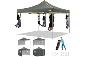 HOTEEL Canopy Tent 10x10 Pop Up Canopy, Ez Up Canopy with Sidewalls Waterproof & UPF 50+, Heavy Duty Commercial Instant Craft Fair Tent for Farmer Market, Vendor, Party, Event(Grey)