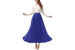Afibi Womens Chiffon Retro Long Maxi Skirt Beach Ankle Length Skirt