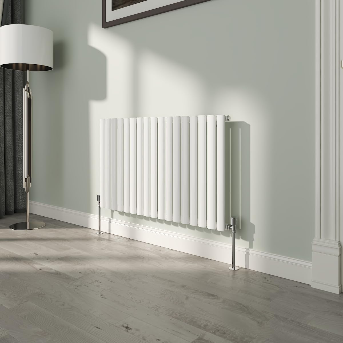 NRG White Oval Radiator Horizontal 600x1003mm Single Panel Central Heating Radiators Perfect for Bathrooms Kitchen Living Room