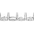 LIITON American Peaks Heavy Crystal Whiskey Glasses Gift Set of 4, Thick Freezable Bourbon Glass 1lb Each, Premium Whiskey Gifts for Men, Frozen Crystal Chills Cocktails, 10 oz