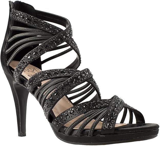 Amazon.com | Impo TEMILY Stretch Dress Sandal (7.5 M, Black Satin) | Heeled Sandals