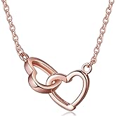 Infinite U Interlocking Hearts Pendant Women's 925 Sterling Silver Necklace Best Gift for Her, Rose Gold