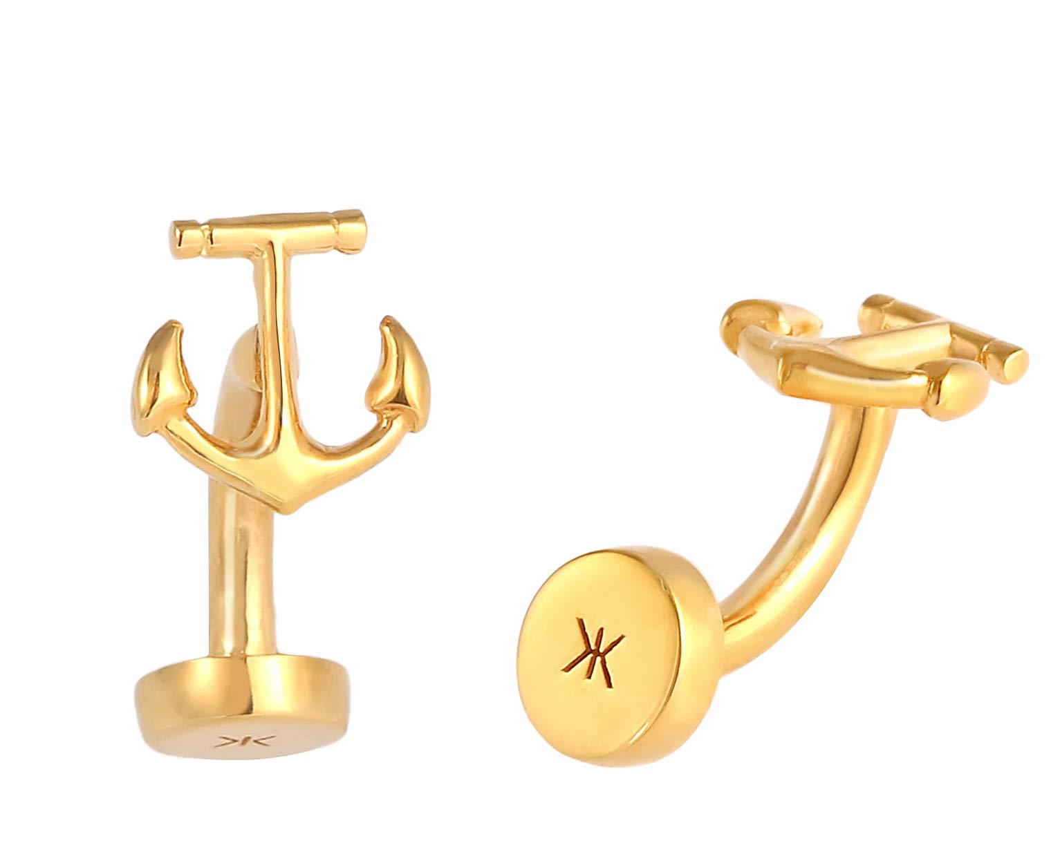 kuzzoi Anchor Cufflinks for Men 925 Sterling Silver Gold Plated Cufflinks for Shirt Maritime Men Gift for Wedding and Birthday Colour: Gold