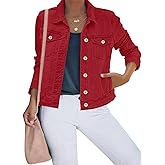 luvamia Women's Basic Button Down Stretch Fitted Long Sleeves Denim Jean Jacket