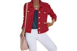 luvamia Women's Basic Button Down Stretch Fitted Long Sleeves Denim Jean Jacket