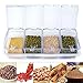 Clear Seasoning Box - 4 Piece Clear Spice Box Storage Container,band Cover and Spoon