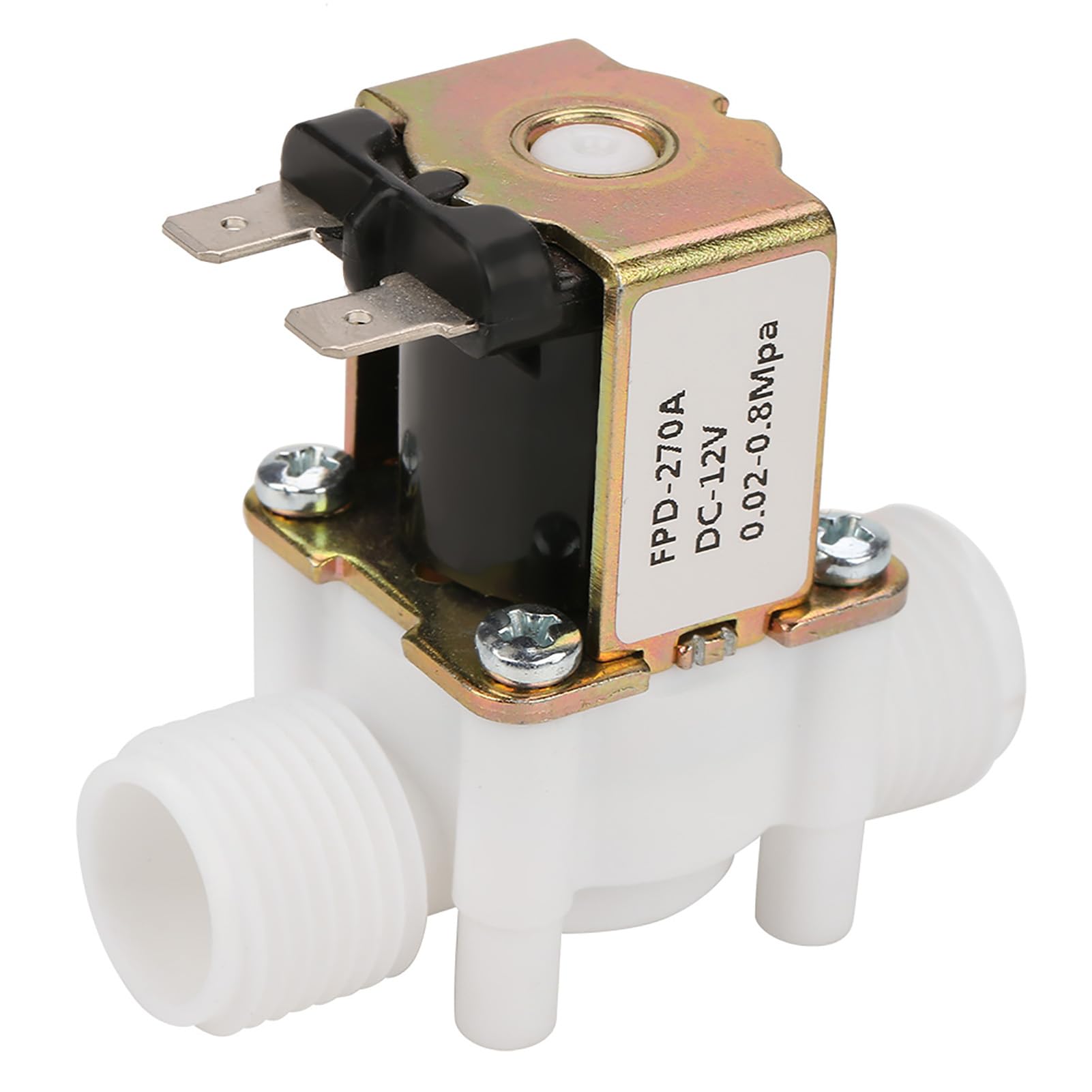 1/2 Inch Plastic Electric Water Solenoid Valve DC 12V N/C for Water Dispensers, Air Systems, and Oil Applications - Intake Flow Control Valve