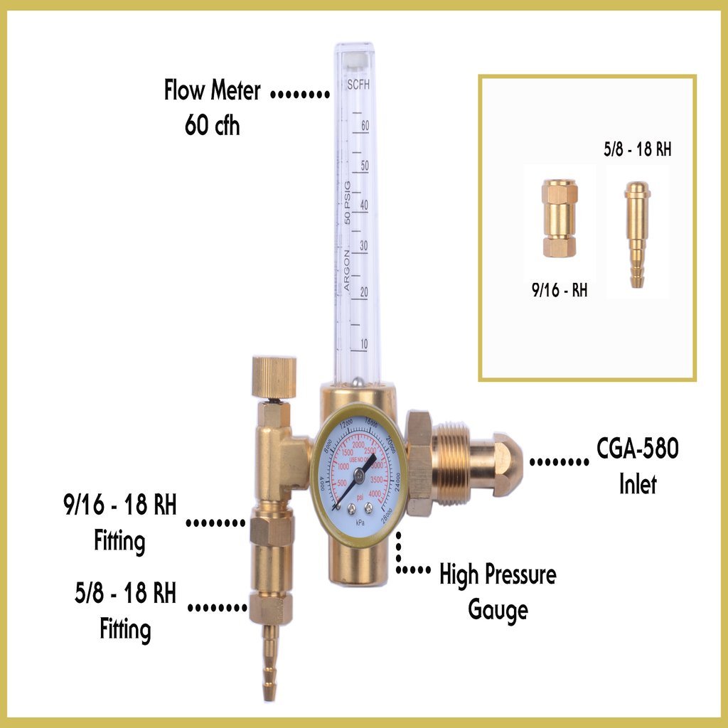 Gas Welding Equipment 0 to 4000 Psi Pressure Gauge CGA580 Inlet