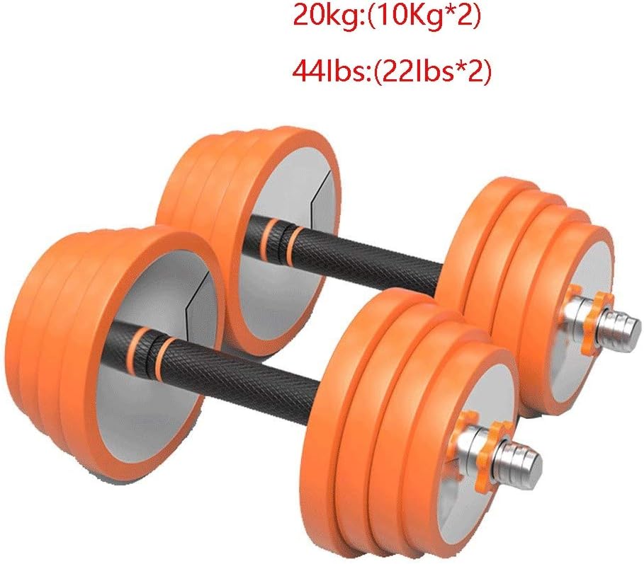 Alvis 2 in 1 Lifting Dumbells Set Adjustable Men's Fitness Pure Steel Plated Barbell Household Gym Fitness Dumbbell (Color : Orange, Size : 20kg)
