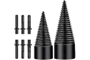 Saipe 8Pcs Firewood Log Splitter Drill Bit Set Removable Wood Splitting Drill Bit, 32MM+42MM Heavy Duty Screw Cone Driver Wood Splitter for Electric Drills with Round + Square + Hex Shank