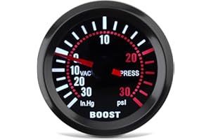 DriSentri Automotive Turbo Boost Meter, 2" 52mm LED 0~30in.Hg / 0~30PSI Turbo Boost Gauge Meter with Sensor for Car Boat Truc
