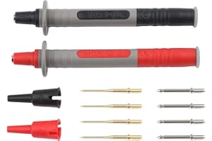 P8003 Multimeter Probe Set with Replaceable Gold Tips, 1000V 20A Test Leads for Most Digital Multimeters, Dual Pack Red and B