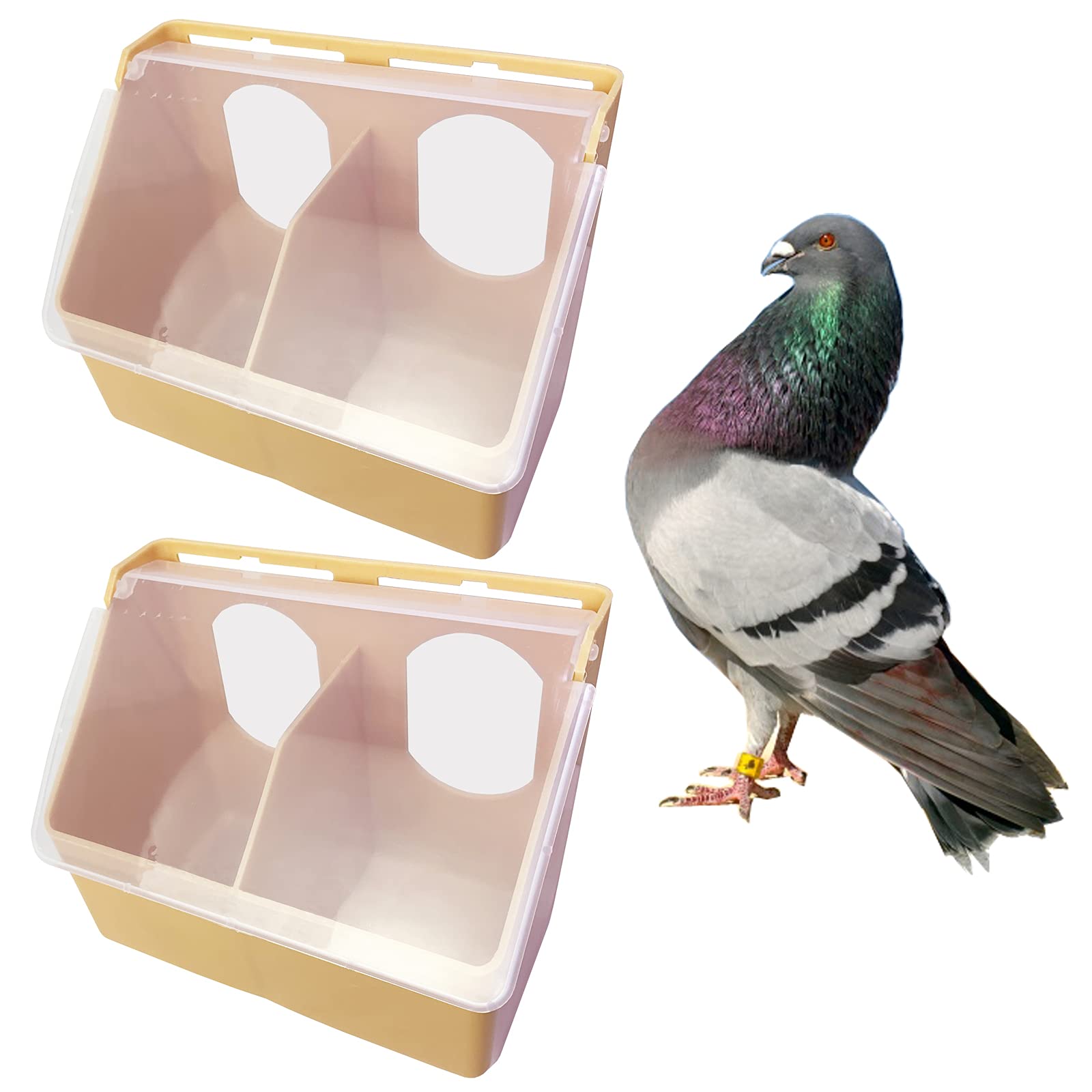 Photo 1 of Pigeon Feeder Water 2 Pack Quail Bird Chicken Feeder Water Dispenser Drinkers with 2 Hole Pet Bowls & Feeders Eat Food