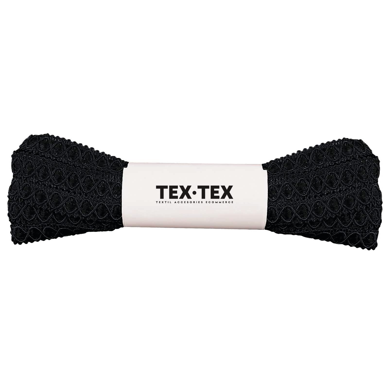 TEXTEX = Rayon-Berguilla Rhombus Gallon for Decoration and Customization of 12mm Wide Textile Garments. Pieces of 10 Meters - (Black)