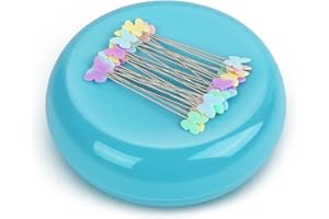 Oukitoymer Magnetic Pin Cushion with 100pcs Butterfly Head Straight Pins, Bobby Pin Holder for Sewing, Magnet Needle Cushion, Paper Clip Collector, Secure Pin Storager, Sewing & Quilting Accessories