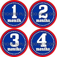 Baby Boy Month Stickers Monthly Baby Milestone Stickers Bodysuit Stickers Red White Blue Circle of Dot Stickers