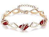 Leafael Wish Stone Link Charm Bracelet with Ruby