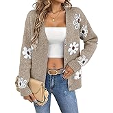 IDEALSANXUN Womens Daisy Sweater Cardigan Fall Winter Button Down Flower Floral Sweaters