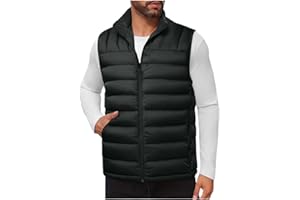 Mens Lightweight Packable Puffer Vest Warm Winter Zip Up Sleeveless Down Jacket Outdoor Quilted Vests Outwear Pockets