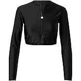 UV SKINZ Active Zip Up Rash Guard for Women - Quick-Dry Cropped Long Sleeve Zip Front Swim Jacket with UPF 50+ Sun Protection