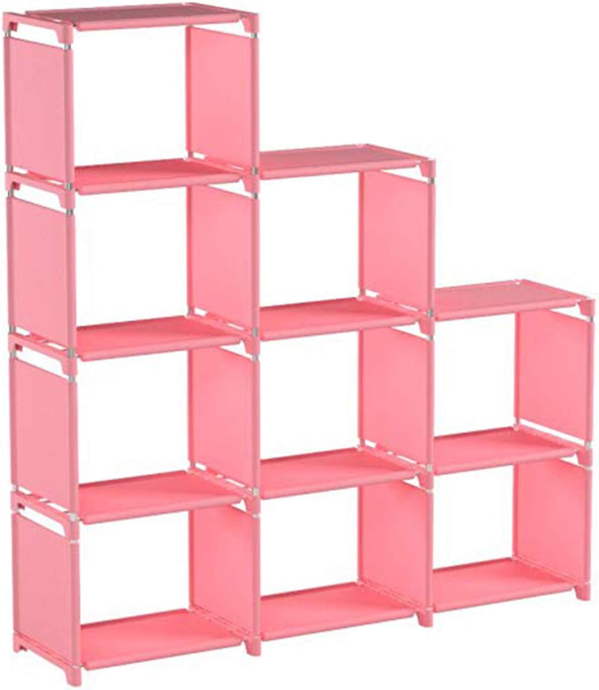 usuallye 9 Cube Storage Organizer Shelves DIY Open Stackable Bookshelf Closet Rack Bookcase Cabinet for Bedroom Living Room Office (Pink): Furniture & Decor