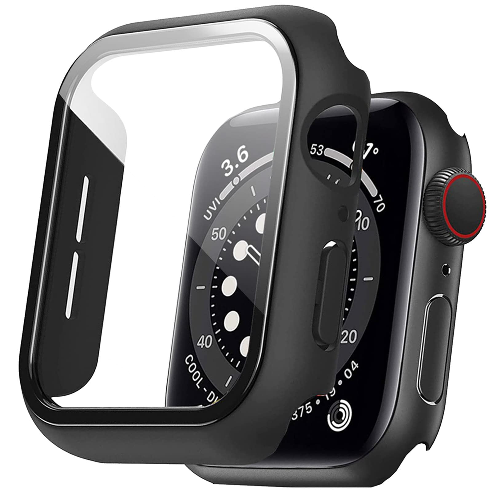 Miimall Case Compatible with Apple Watch SE Series 6/5 /4 40mm Tempered Glass Screen Protector, Matte Hard PC All-Around Protection Full Protective Cover for Apple Watch SE 40mm （Black）