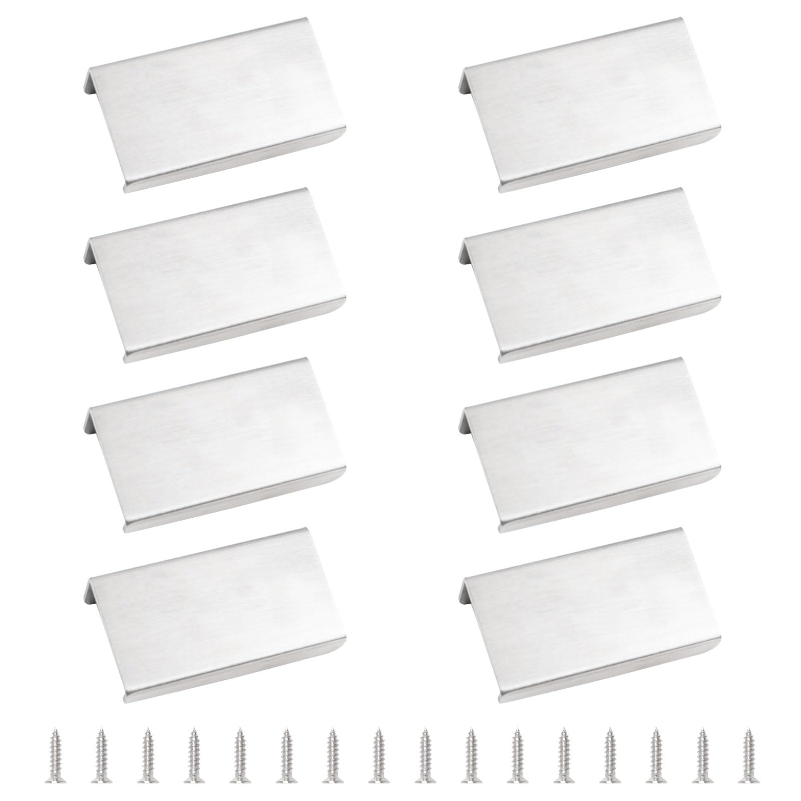 MOROBOR Brushed Steel Finger Edge Pull, 8 PCS Concealed Handle Modern Style Drawer Handle, Right Angle Stainless Steel Invisible Wardrobe Knobs for Cabinet Hardware Drawer/64 mm — image 1