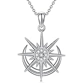 Zorlioy Diamond Sun and Moon Necklace 925 Sterling Silver Lab Grown Diamond Crescent Moon Sun Pendant Anniversary Christmas Jewelry Gifts for Women(D color, VVS clarity)