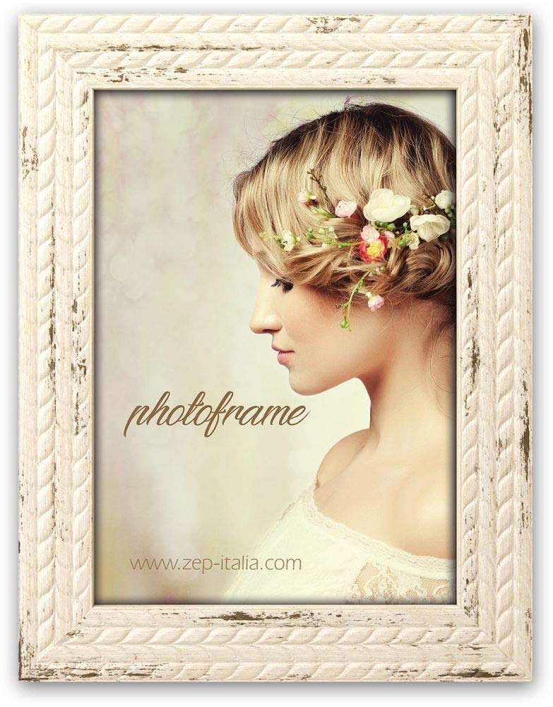 Zep YT246W Livia Plastic Frame, White, Vintage Effect