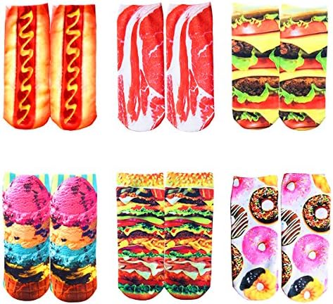 BlueBeat Women's 3D Funny Crazy Food Novelty No Show Socks