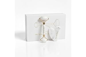 Pure & Charm Facial Roller & Gua Sha Set for Face & Neck – Natural Stone Face Massager for Lymphatic Drainage, Puffiness Redu