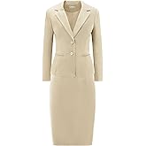 Hobemty Women's 2 Piece Suit Skirt Set Business Formal Blazer and Pencil Skirt