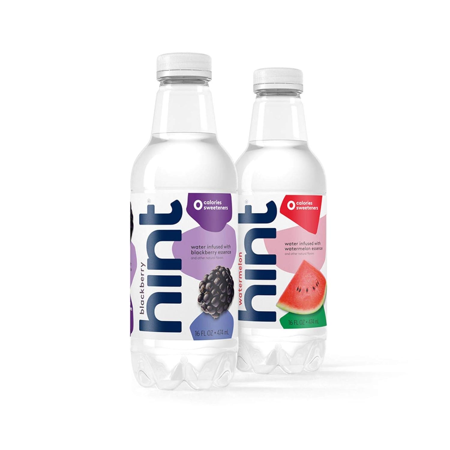 16 oz Hint Water Blackberry & Watermelon Bundle (24 Pack) - 12 Pack Pure Water Infused with Watermelon and 12 Pack Pure Water Infused with Blackberry