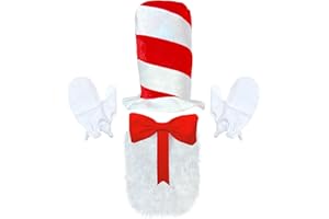 Luvfamday 5 Pcs Red Top Hat Red Bow Tie White Furry Patch White Gloves Cosplay Costume Accessories Kit Party Favors Women Men