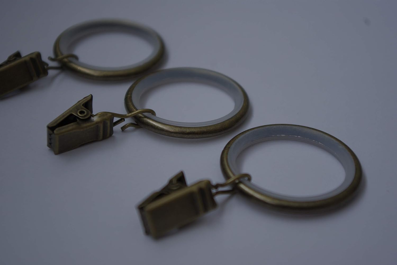 Silent Curtain Rings With Pincer Clips O40mm Antique Gold Pack Of