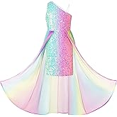 GRACE KARIN Girls Sequin Dress One Sleeve Formal Pageant Prom Party Special Occasion Dresses Size 5-14
