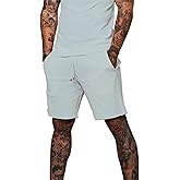 Redqenting Mens 8" Casual Sweat Shorts with Pockets,Drawstring Athletic Shorts Waffle Lounge Summer Shorts (Size28~40)