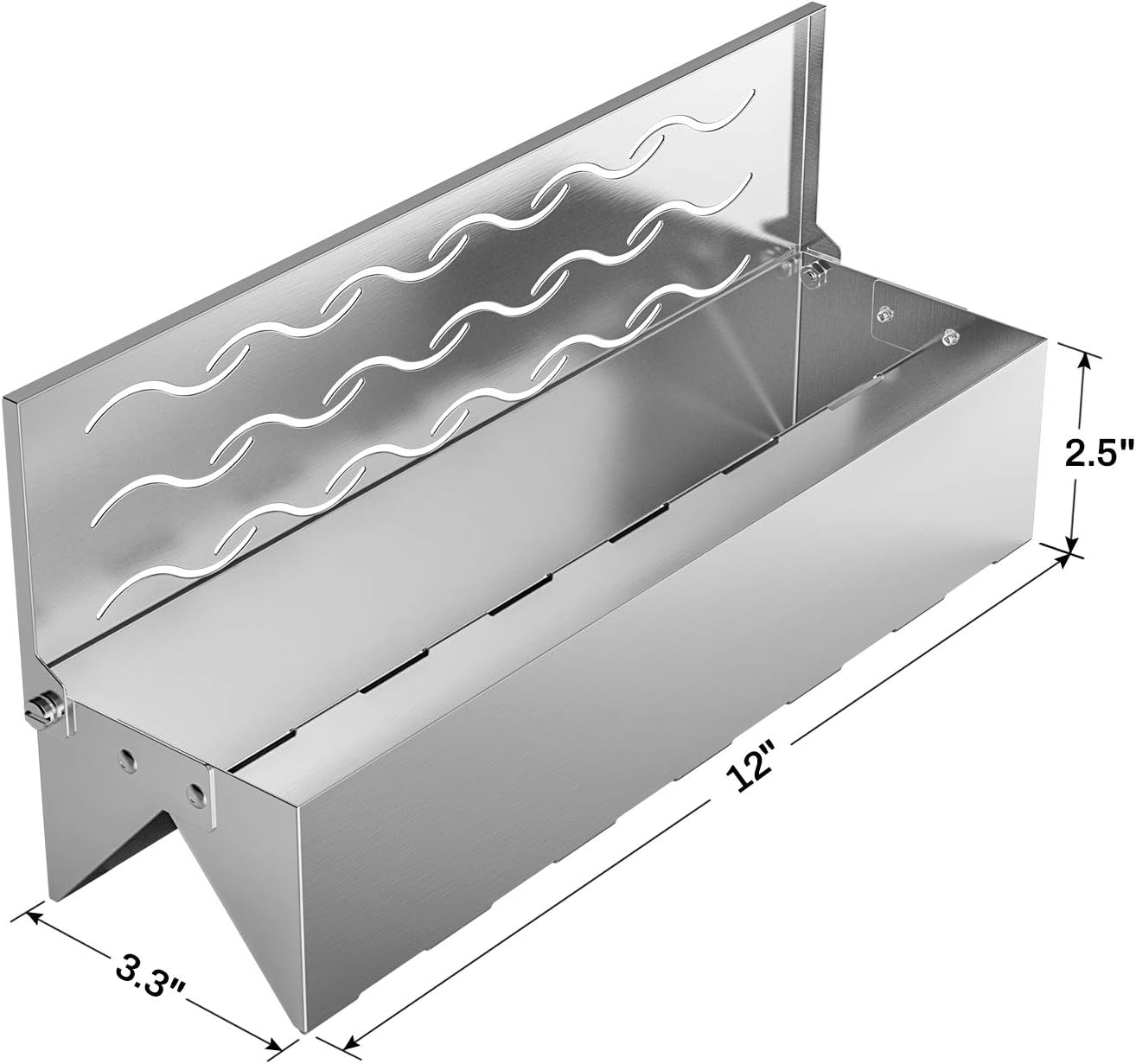 Skyflame Wood Chip Smoker Box with Wavy Smoke Outlet for Charcoal & Propane Gas Grill, 12.5"(L) x 3.3"(W) x 2.5"(H), U.S. Design Patent: Kitchen & Dining