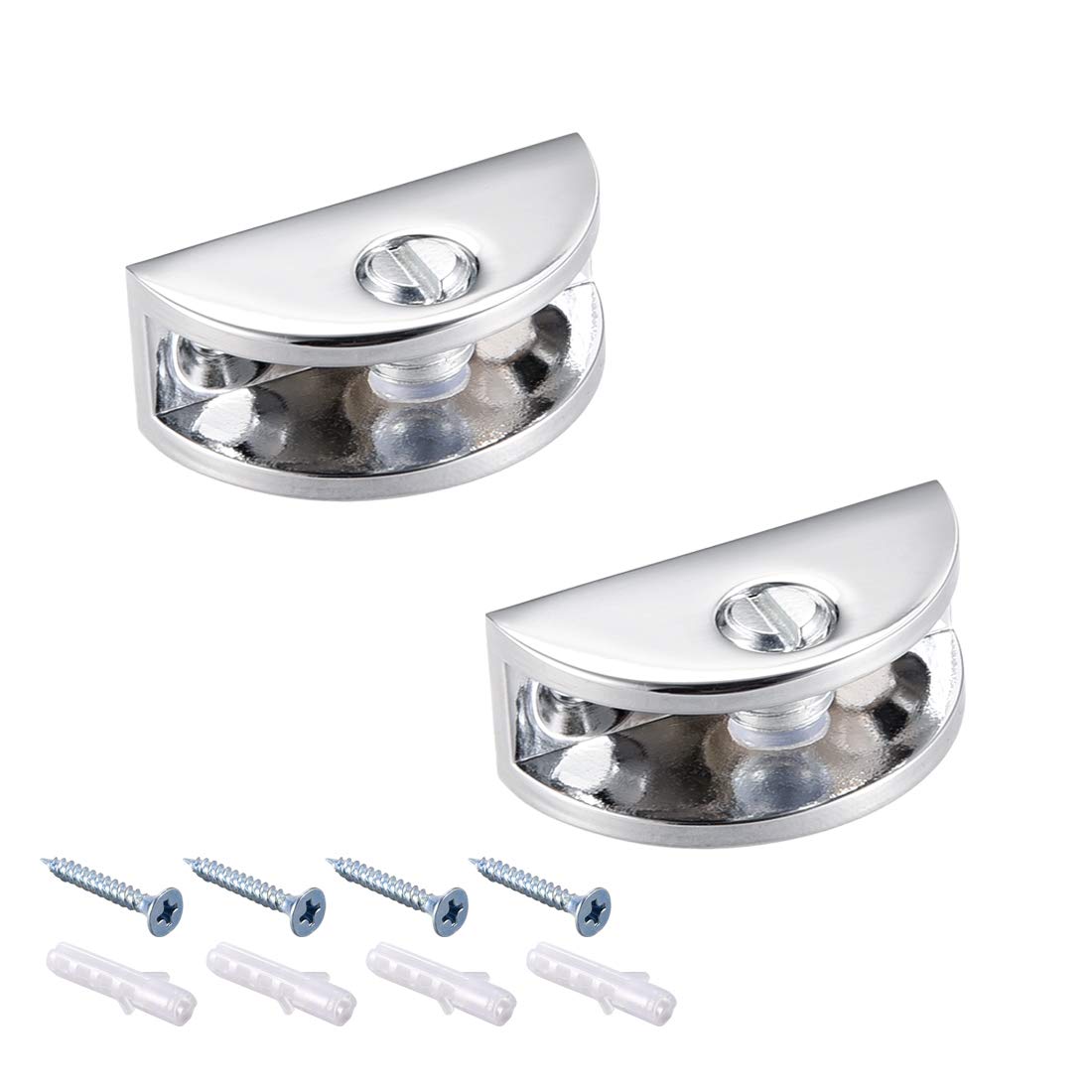 sourcing map Glass Shelf Brackets Zinc Alloy Clamp Clip Holder Half Round for 3-8mm Thickness 2pcs
