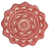 Jessica Simpson Medallion  Bath Rug, Spice Coral/Burnt Coral/White