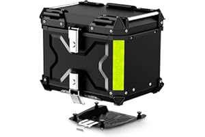 LESANM Motorcycle Top Case, [Heavy Duty] Aluminum Universal Motorbike Tail Box Trunk Tour Storage with Security Lock for Helmet Luggage, Waterproof Motorcycle Top Box with Back Cushion