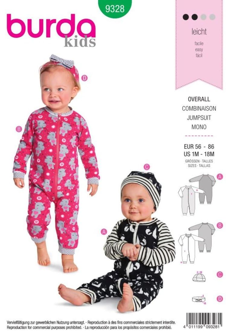 Burda Style Sewing Pattern B9328 Babies' Romper Suit