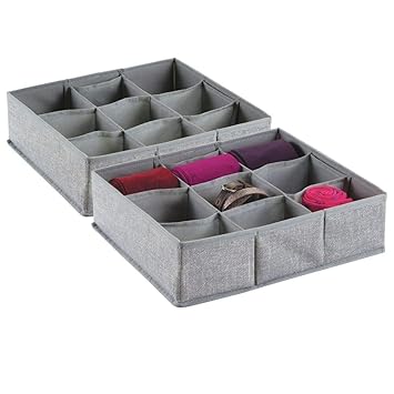 Fabric Wardrobe Organiser For Cupboard Or Dresser Grey Mdesign Set