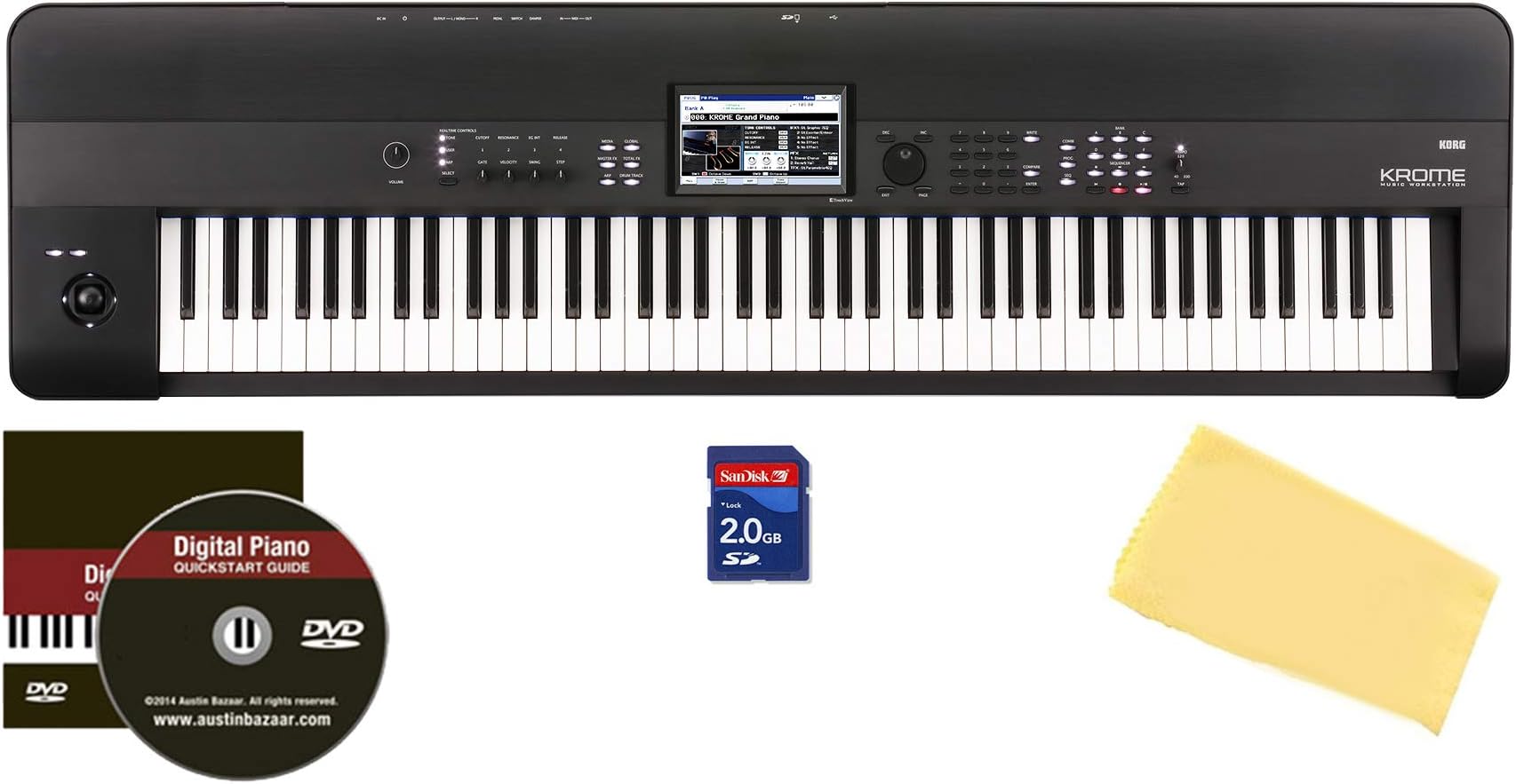 Korg Krome 88 Music Workstation Bundle with SD Card, Austin Bazaar Instructional DVD, and Polishing Cloth