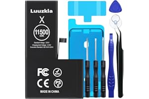 Luuzkla 11500mAh (2024 New Upgrade) Battery Compatible with iPhone X, Super Capacity Battery Replacement Compatible with iPhone X, with Full Tool Kits-0 Cycle High Capacity-24 Months Service
