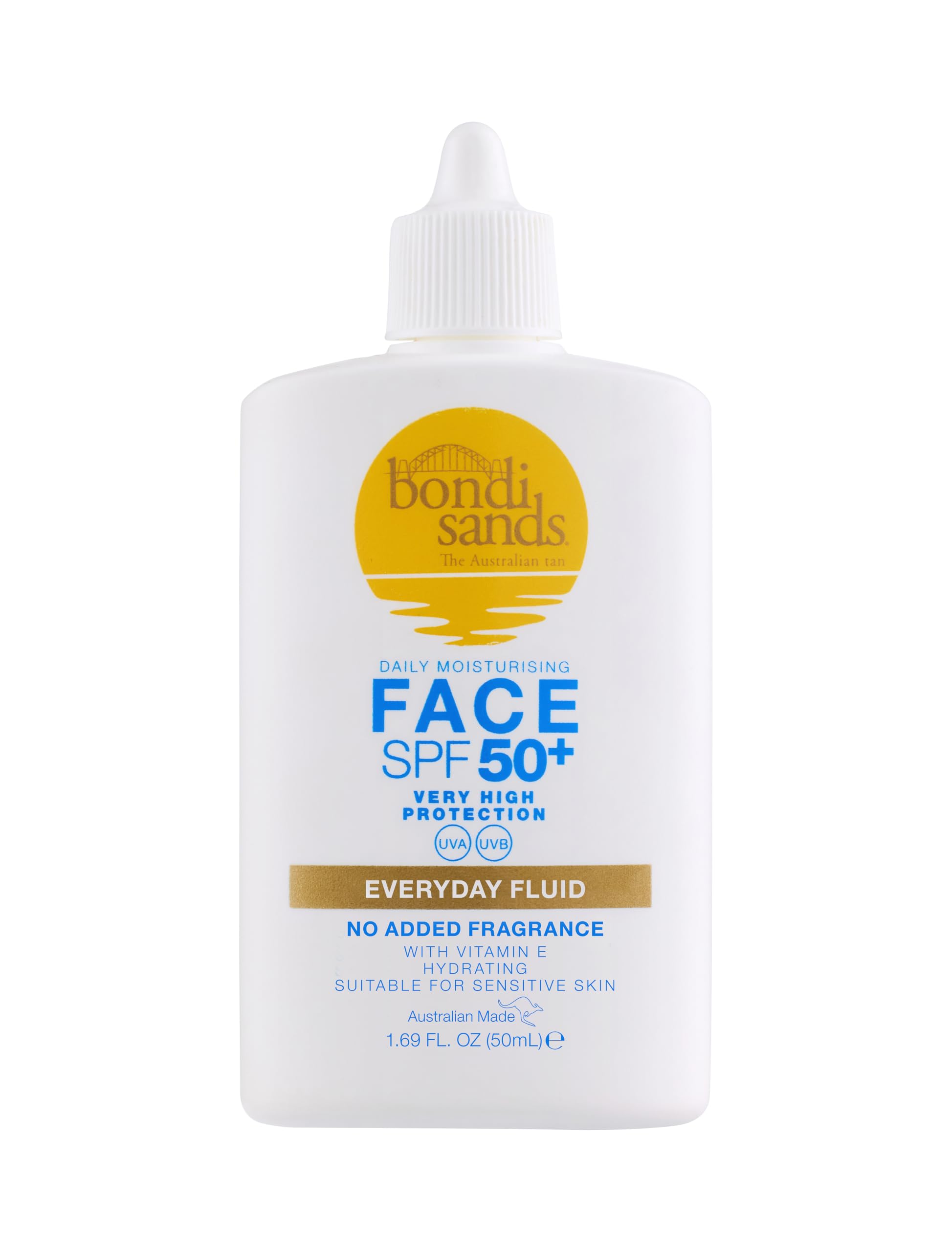 Bondi Sands SPF 50+ Fragrance Free - Face Fluid 50mL | UVA & UVB Protection | Suitable for Sensitive Skin | Cruelty Free | 50ml/1.69 FL Oz